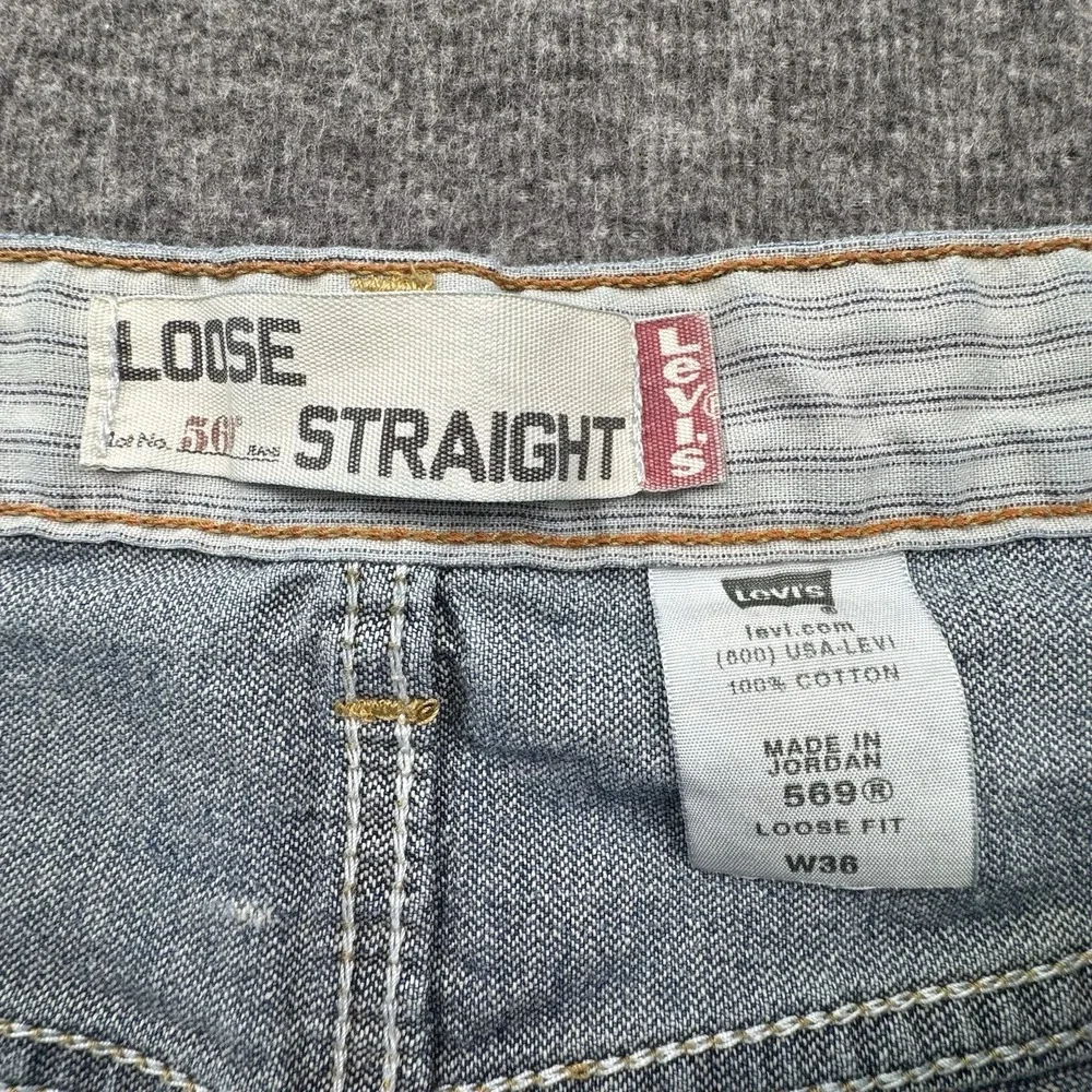 Levi's 569 Denim Jean Shorts Mens 36x11 Blue Loose Straight Baggy Loose Vtg Jort